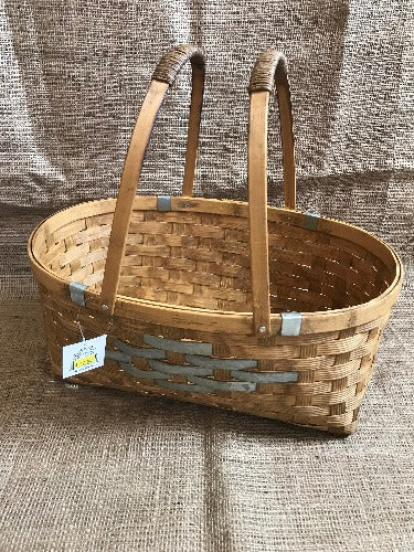 Bamboo Basket With Metal Accents