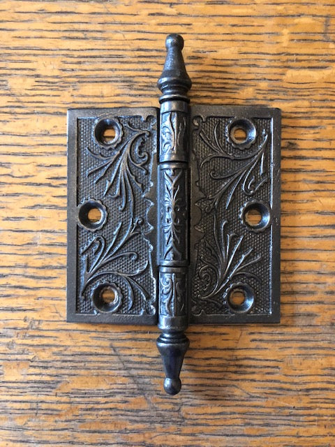 Antique Decorative Cast Iron Steeple Tip Door Hinge - 3½