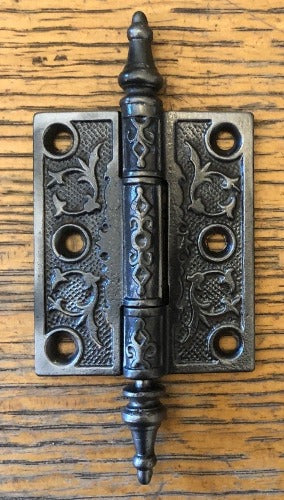Antique Decorative Cast Iron Steeple Tip Door Hinge - 3" x 2½"