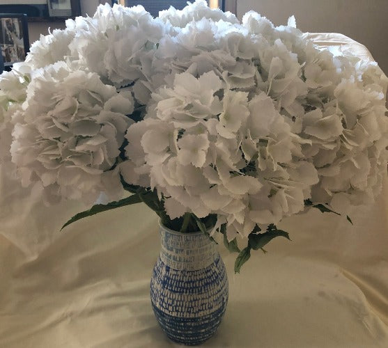 White Real Touch Hydrangea Spray in vase