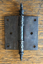 Load image into Gallery viewer, Antique Decorative Cast Iron Steeple Tip Door Hinge - 3½&quot; x 3½&quot; back
