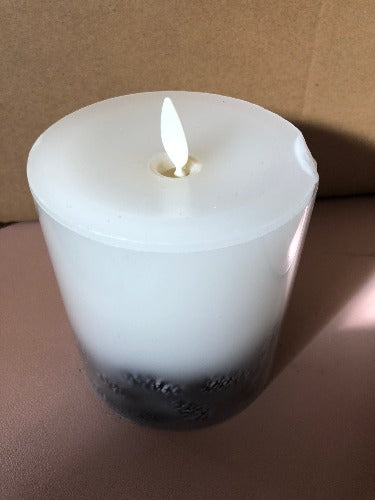 White Wax Pinecone Luminara Indoor Pillar Candle_CLEARANCE