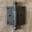 Antique Decorative Cast Iron Ball Tip Door Hinge - 3" x 3" back