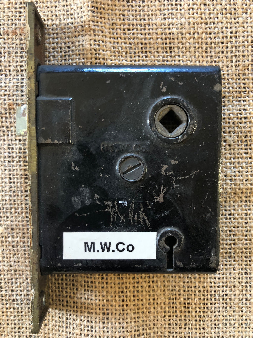 M.W. Co Interior Mortise Lock With Brass Faceplate