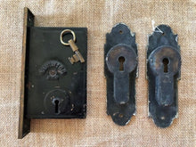 Load image into Gallery viewer, Antique Norwich Pocket Door Lock Set - 3¾&quot; x 5½&quot;
