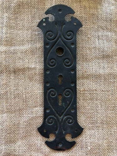 Antique Decorative Stamped Copper Door Plate - 3⅛" x 10" back