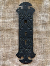 Load image into Gallery viewer, Antique Decorative Stamped Copper Door Plate - 3⅛&quot; x 10&quot; back
