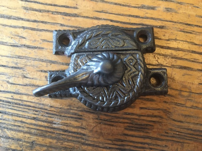 Antique Cast Iron Window Sash Lock - 2½" top