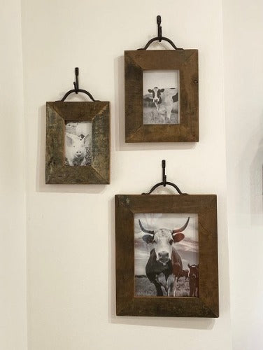 Wooden Photo Frames With Iron Handles - 3 Sizes