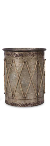 Tin Drum Containers w/Rope Details - 3 Sizes #2