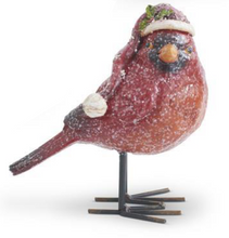 Load image into Gallery viewer, Glittered Resin Cardinals With Stocking Caps &amp; Metal Legs - Assorted Styles c
