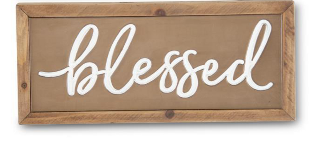 Copper Wall Signs (Blessed, Thankful, or Gather) With Wood Frame