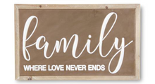 Load image into Gallery viewer, Copper Wall Signs (Family, Blessed or Gather) With Wood Frame family
