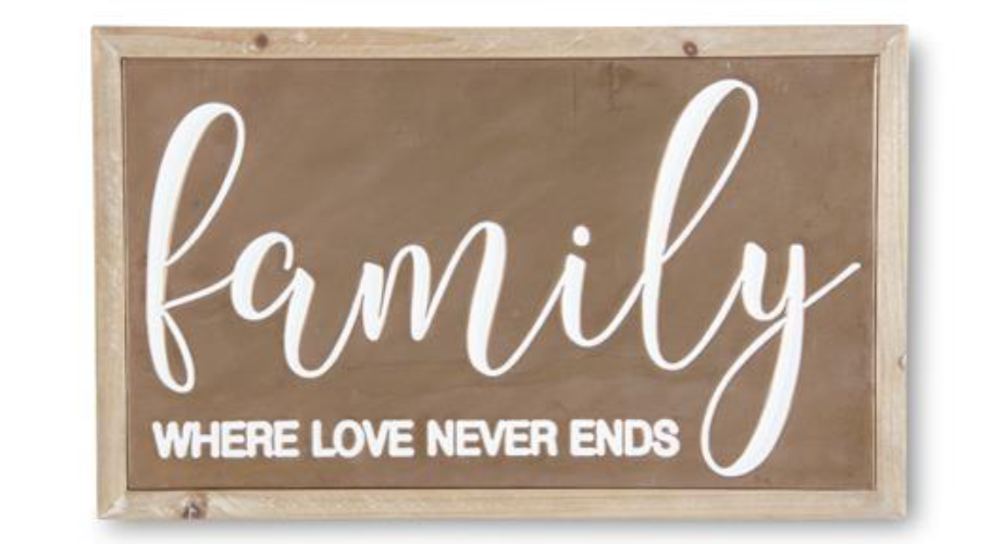 Copper Wall Signs (Family, Blessed or Gather) With Wood Frame