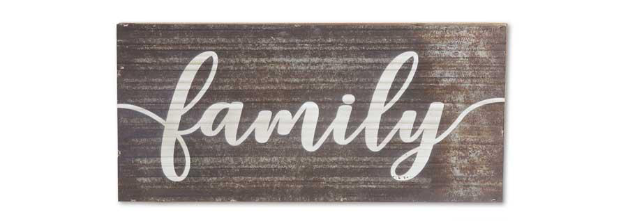 Corrugated Tin Wall Signs (Family, Gather or Blessed)