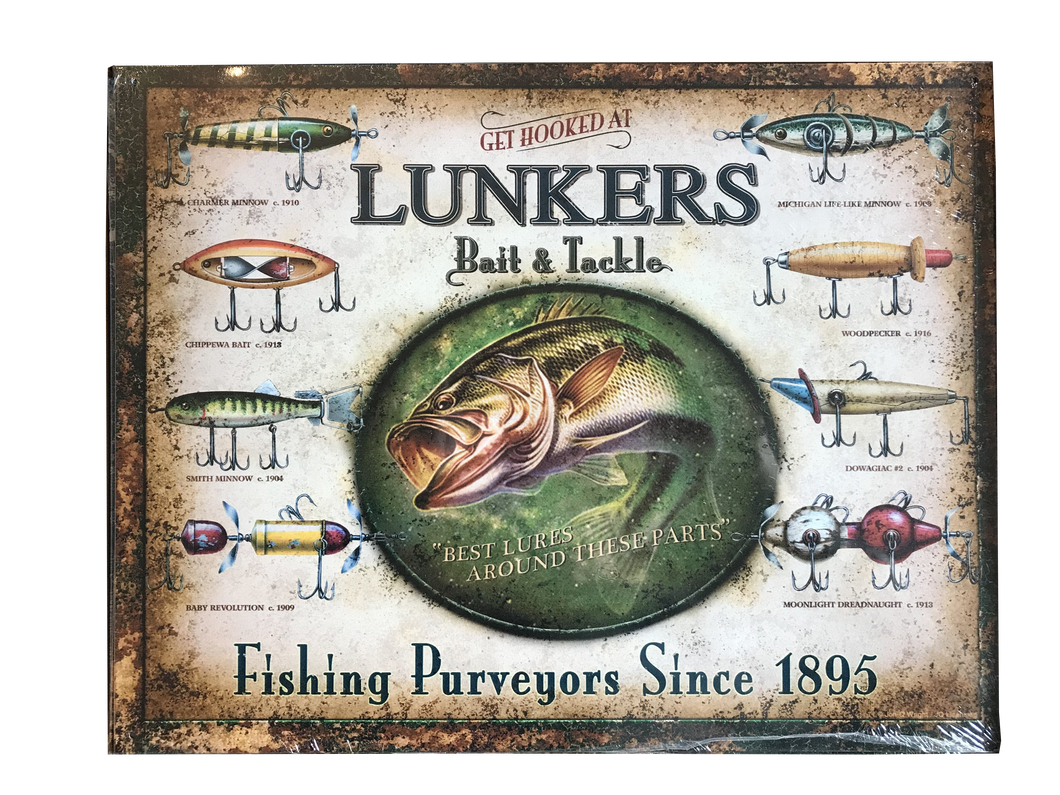 Lunkers Bait & Tackle Tin Sign