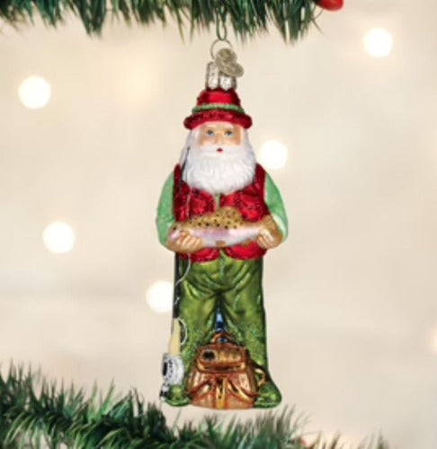 Fly Fishing Santa Ornament