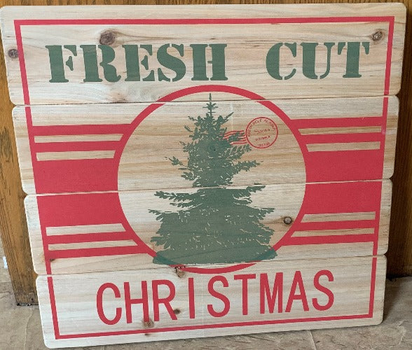 Wood Slat Fresh Cut Christmas Tree Sign