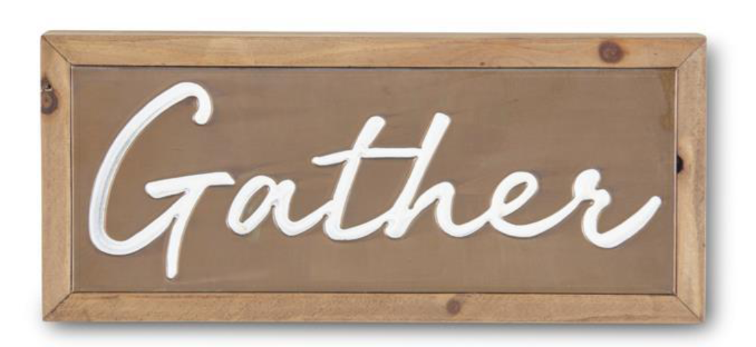 Copper Wall Signs (Blessed, Thankful, or Gather) With Wood Frame gather