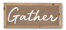 Load image into Gallery viewer, Copper Wall Signs (Blessed, Thankful, or Gather) With Wood Frame gather
