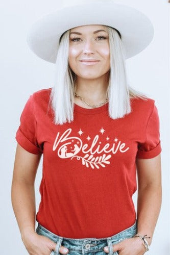 Believe Christmas Adult Graphic Tee