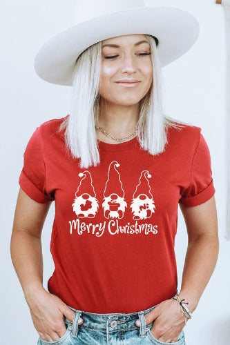 Merry Christmas Gnomes Adult Graphic Tee