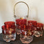Vintage Ruby Glass Ice Bucket and Cup Set - Spa Lubiana Italy