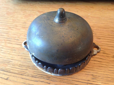 Antique Cast Iron & Brass Dome, Lever-Operated Door Bell - 3¾"