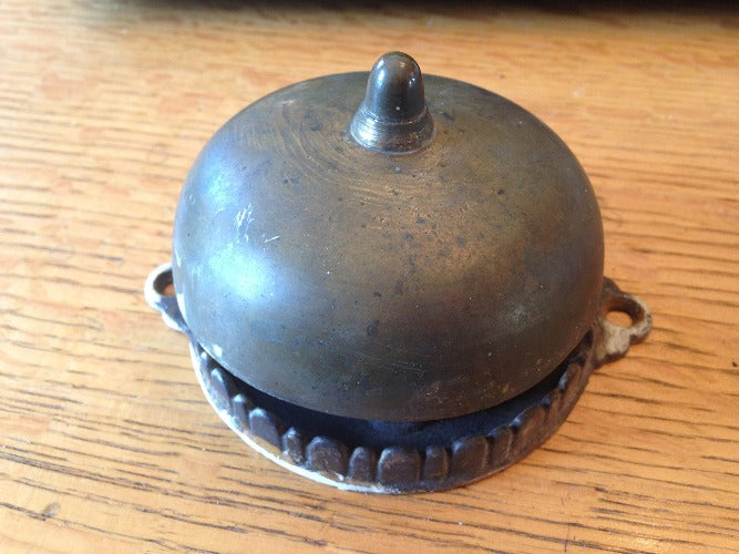 Antique Cast Iron & Brass Dome, Lever-Operated Door Bell - 3¾