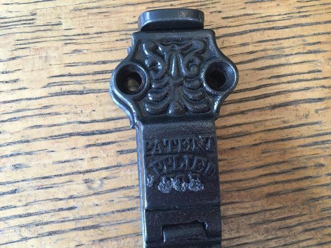 Antique Cast Iron Door Top Latch Deadbolt Lock detail