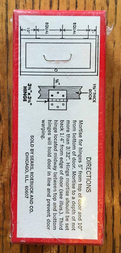 Butt Hinges, Sold by Sears, Roebuck & Co. - 3½" x 3½"