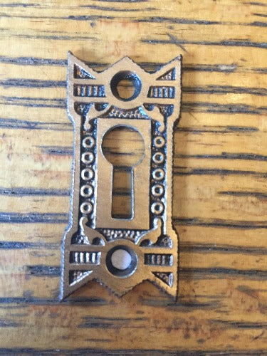 Antique Decorative Brass Keyhole Cover - ¾" x 2" front