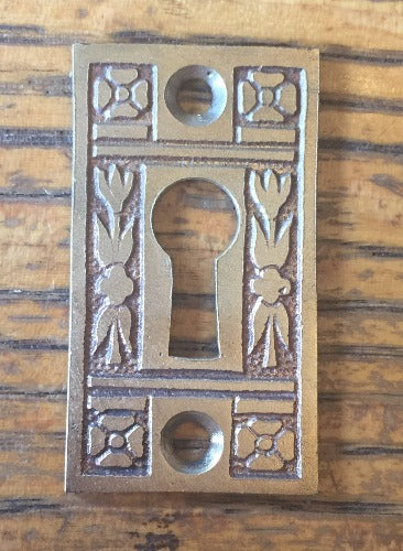 Antique Brass Keyhole Cover - 1" x 1¾" front