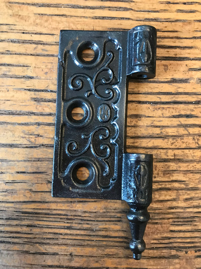 Antique Decorative Cast Iron Door Hinge - Left Half Only - 3" x 3"