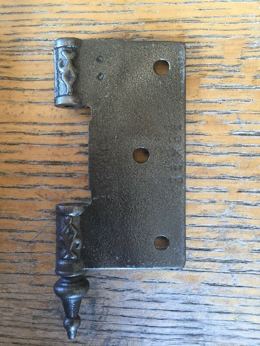 Antique Cast Iron Door Hinge, Left Half Only - 3½" x 3½" back