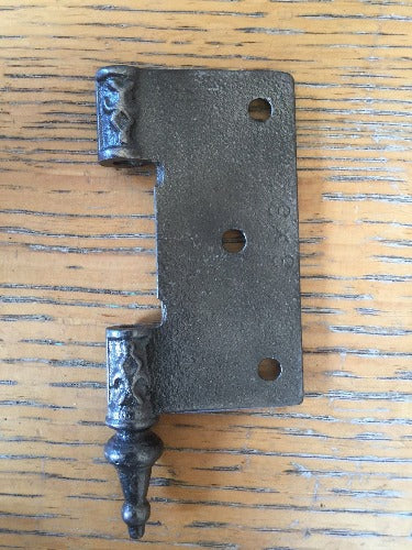 Antique Decorative Cast Iron Door Hinge - Left Half Only - 3" x 3" back