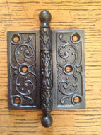 Antique Decorative Cast Iron Ball Tip Door Hinge - 3½