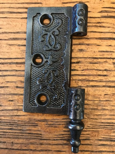 Antique Cast Iron Steeple Tip Door Hinge, Left Half Only - 3½" x 3½"