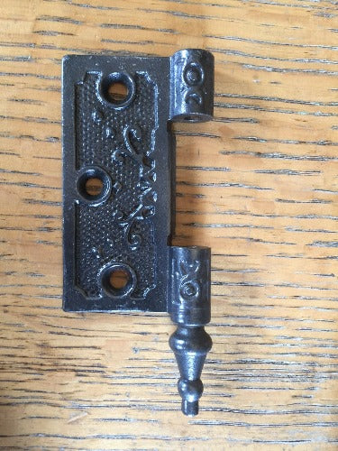 Antique Decorative Cast Iron Door Hinge - Left Half Only - 3" x 3" front