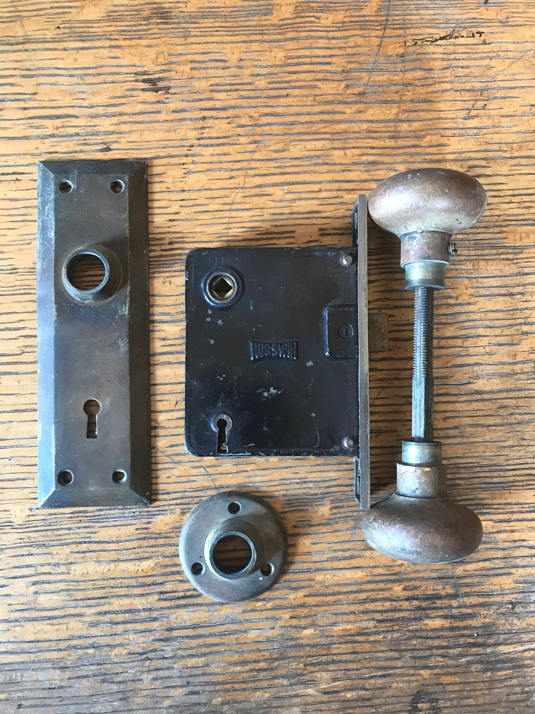 Antique Russwin Brass Interior Doorknob/Lock Set