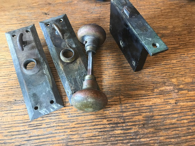 Brass Interior Russwin Mortise Lock, Knob, and Door Plate Set knob