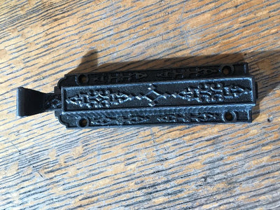 Antique Decorative Cast Iron Dead Bolt - 6⅜” x 1⅞" top