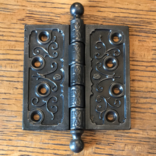 Load image into Gallery viewer, Antique Decorative Cast Iron Ball Tip Door Hinge - 4½&quot; x 4½&quot;
