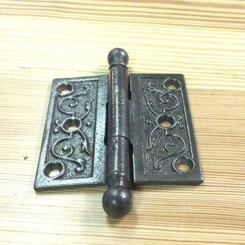 Antique Decorative Cast Iron Ball Tip Door Hinge - 3" x 3"