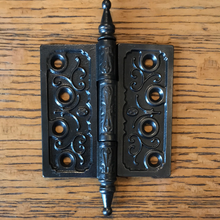 Load image into Gallery viewer, Antique Decorative Cast Iron Steeple Tip Door Hinge - 4&quot; x 4&quot;
