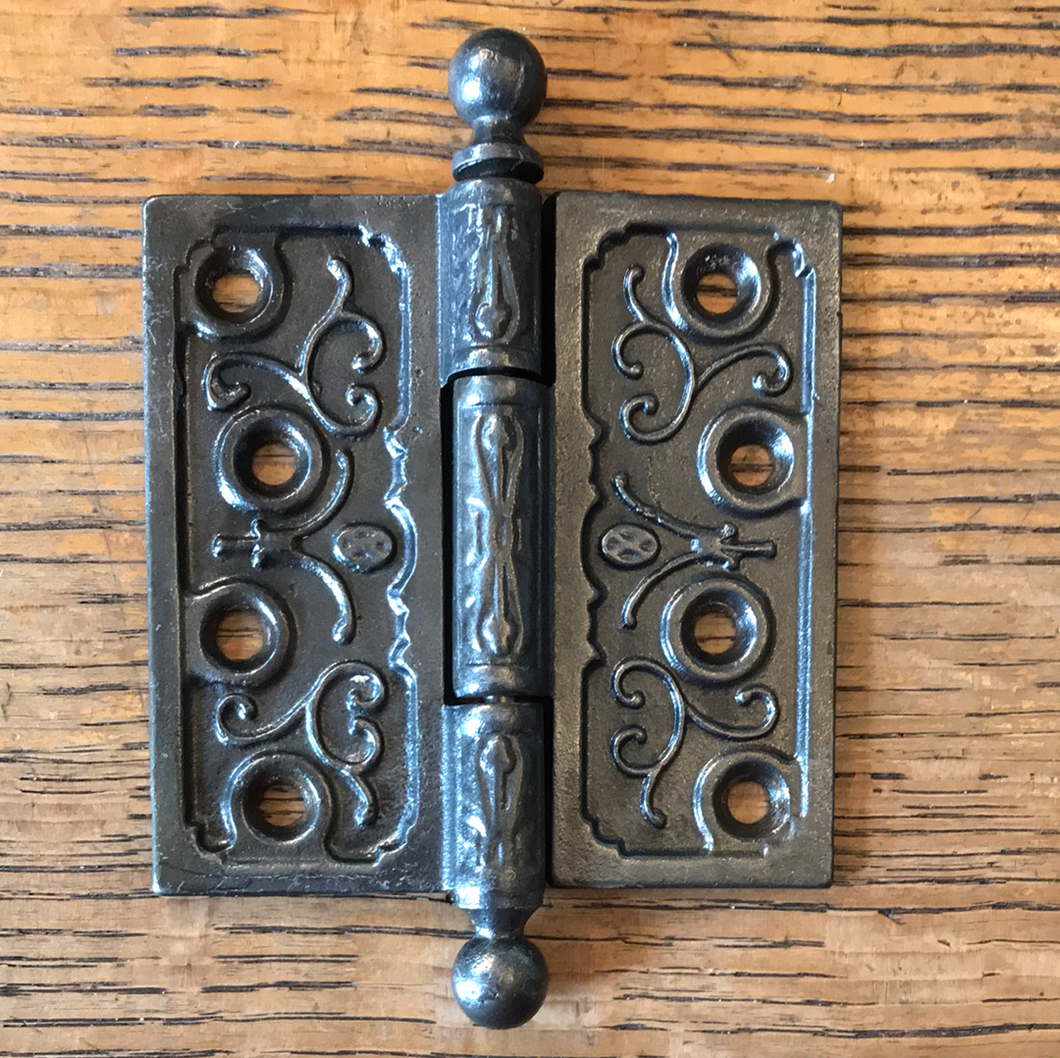 Antique Decorative Cast Iron Ball Tip Door Hinge - 4