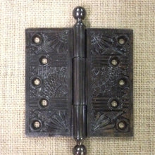 Load image into Gallery viewer, Antique Decorative Cast Iron Ball Tip Full Door Hinge - 5&quot; x 5&quot;
