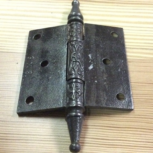 Antique Decorative Cast Iron Steeple Tip Door Hinge - 3" x 3" back