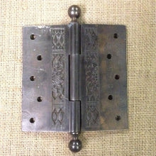 Load image into Gallery viewer, Antique Decorative Cast Iron Ball Tip Full Door Hinge - 5&quot; x 5&quot; back
