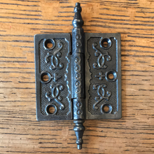 Load image into Gallery viewer, Antique Decorative Cast Iron Steeple Tip Door Hinge - 3½&quot; x 3½&quot;

